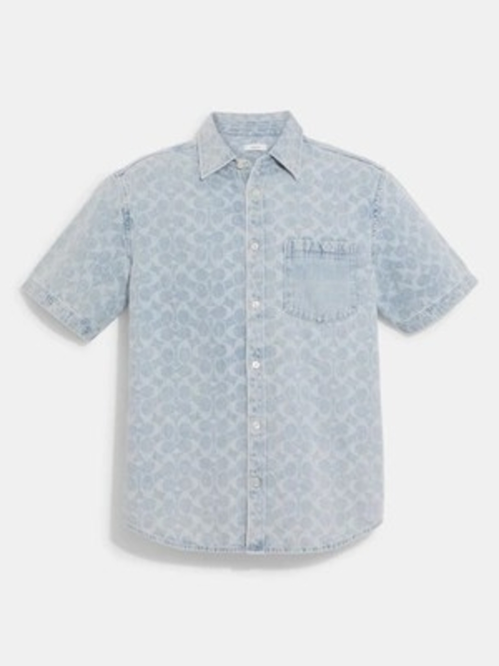Coach Signature Denim Blue Short-Sleeve Shirt